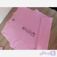 تیشرت مردانه و زنانه نخ پنبه یقه گرد بلنس رنگ مشکی و صورتی