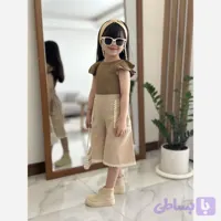 ست تاپ و شلوارک دخترانه طرح سلنا جنس پنبه و لنین سایز 2 تا 9 سال