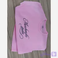 تیشرت زنانه نخ پنبه صورتی روشن یقه گرد تابستانه آستین کوتاه با طرح نوشته
