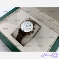 ساعت مچی عقربه ای زنانه بلیزر مدل 3178 صفحه سفید بند حصیری با تقویم و موتور چهار موتوره فعال