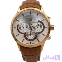 ساعت مردانه سیکو دو رنگ رزگلد صفحه سفید طرح سه موتور با تقویم و موتور میوتا ژاپن