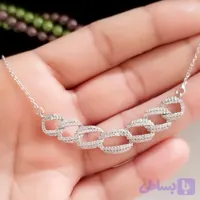 گردنبند نقره زنانه عیار 925 روکش طلا سفید طرح کارتیر جواهری با قابلیت تنظیم سایز