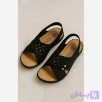 صندل طبی زنانه چرم خارجی مشکی مدل آتوسا