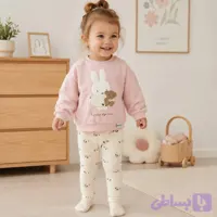 ست پاییزه بچگانه بلوز دورس و شلوار دخترانه ایندیگو طرح خرگوش سایز 6 ماه تا 3 سال