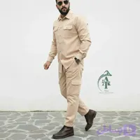 ست پیراهن و شلوار کتان مردانه مدل یاشیل رنگ نخودی