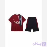 ست لباس ورزشی فوتبالی بچگانه طرح پاریسن ژرمن رنگ قرمز سرمه ای