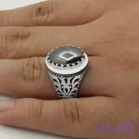 انگشتر حدید صینی مردانه نقره طرح هیربد - شال پرنسا