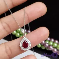 پلاک نقره زنانه عیار 925 طرح یاقوت سرخ سنتاتیک