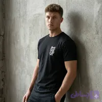 تیشرت مردانه نخ پنبه مشکی طرح Never Give Up