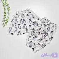 ست بلوز و شلوار راحتی طرح پنگوئن بنفش مناسب 9 ماه تا 4 سال