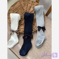 جوراب شلواری دخترانه پاپیونی نخ پنبه کشی سایز 1 تا 7 سال