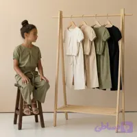 ست کراپ و شلوار واید بگ دخترانه لینن طرح پاپیون