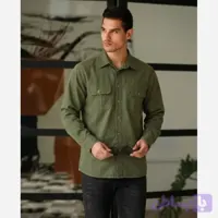 پیراهن کتان مردانه مدل یاشیل رنگ سبز لجنی