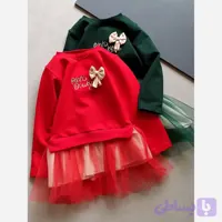 سارافون دخترانه دورس دو نخ و تور یلدا و مهمانی سایز 40 تا 55 سبز و قرمز
