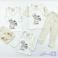 ست پنج تکه نوزادی دخترانه طرح خرس قناد رنگ کرم