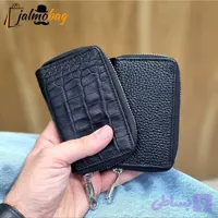 جاکارتی زیپدار چرم طبیعی گاوی مناسب آقایان و خانمها ابعاد 11 در 7 سانتیمتر - شال پرنسا