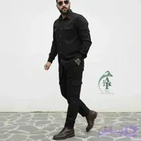 ست پیراهن و شلوار کتان مردانه مدل یاشیل رنگ مشکی