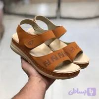 صندل زنانه مدل دایموند رنگ عسلی طبی راحت بادوام چسبی
