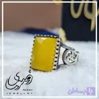 انگشتر نقره مردانه طرح رهبری مشبک با نگین شرف الشمس - شال پرنسا