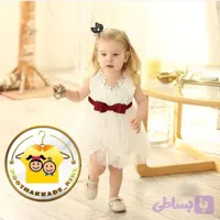 سارافون مجلسی دخترانه گیپور آستردار سایز 9 ماه تا 5 سال