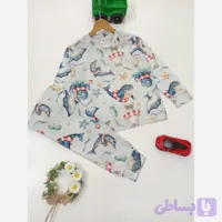 ست بلوز و شلوار راحتی پنبه یک رو لاکرا پسرانه مدل حیوانات دریا