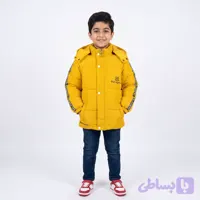 کاپشن پسرانه شمعی خزدار مدل بالینسیاگا رنگ زرد