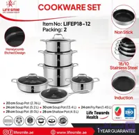 سرویس قابلمه لایف اسمایل مدل LIFEP18-12 ظرفیت ۱۲ پارچه استیل دوطرف لیزری
