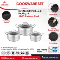 سرویس قابلمه 6 پارچه استیل لیرزی لایف اسمایل LIFEP30-6-2
