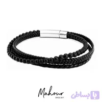 دستبند چرم و سنگ مردانه کد MST1005