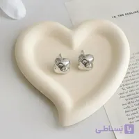 گوشواره مربع پُفی آبکاری نقره