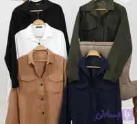 شومیز مانتویی مخمل کبریتی ریز