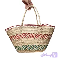 زنبیل حصیری شیاردار رنگی