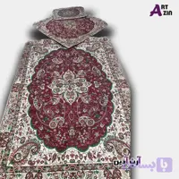 سجاده و جانماز ترمه سه تکه یزد طرح شاه عباسی | قرمز کد: 1666