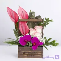 باکس چوبی گل ارکیده و رز کد 2510| گل باختر