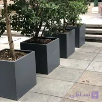 گلدان فلزی مربعی چرخدار
