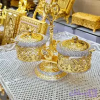 قندان و جا شکری جفتی آبطلاکاری و رنگ‌ثابت