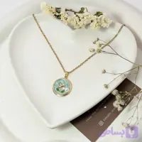 گردنبند استیل میناکاری گل و مروارید