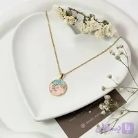 گردنبند استیل میناکاری ماه و ستاره