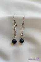 گوشواره مروارید پرورشی سرمه ای با گوشواره نقره 925عیار