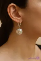 گوشواره مروارید باروک سکه ای با پایه گوشواره نقره جواهری