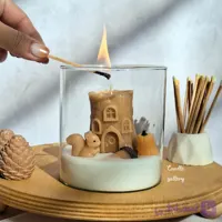 شمع کلبه درختی مدل ظرف شیشه‌ای