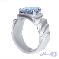 انگشتر فیروزه نیشابور مردانه رکاب بغل طرح دار نقره عیار 925