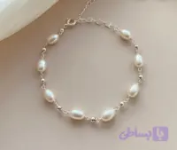 دستبند گوی و مروارید پرورشی طبیعی و نقره ۹۲۵