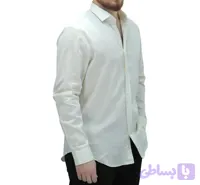 پیراهن تنسل مردانه راه راه سفید کرمی تنخور SLIM FIT