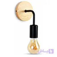 چراغ دیواری مورگان مدل LM134-N-SC؛ مشکی با پایه چوبی و سرپیچ E27