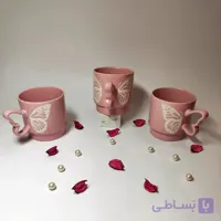 ماگ صورتی برجسته مدل پروانه