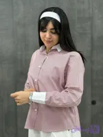 شومیز راه‌راه ماریس (یقه و مچ سفید کلاسیک)