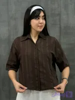 شومیز کنفی راه راه زنانه (آستین سه‌ربع)