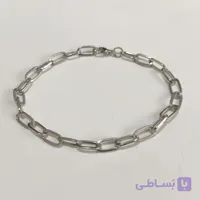 دستبند زنجیر کاغذی نقره ای مردانه