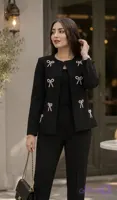 کت مجلسی زنانه مدل پاپیون مرواریدی